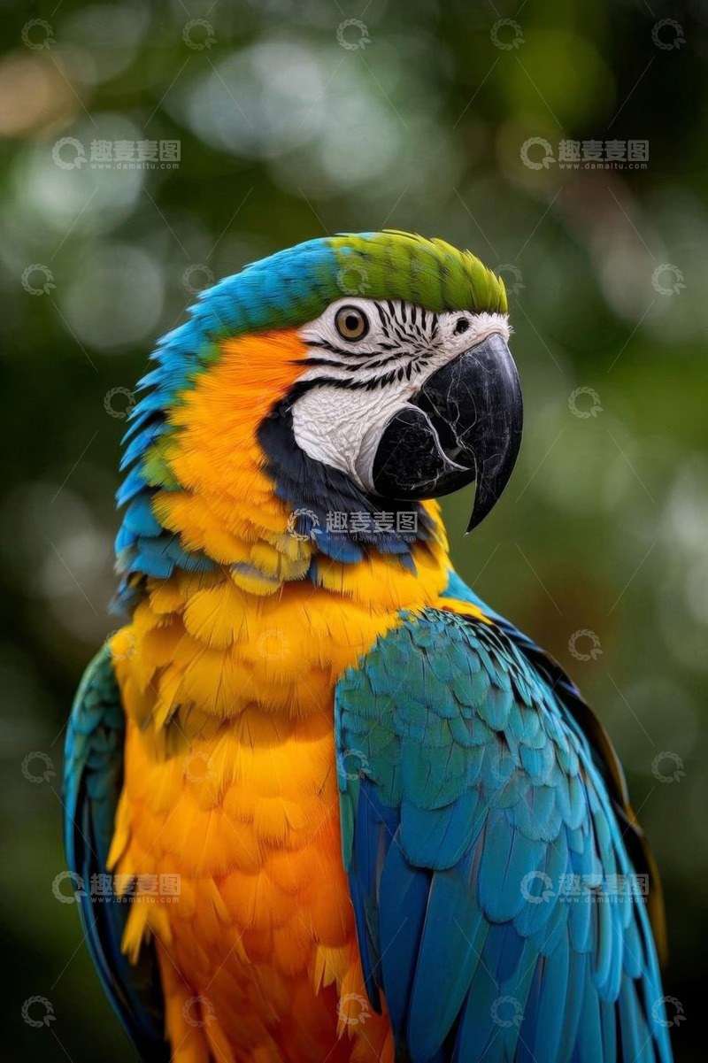 高清大图下载【趣麦麦图】色彩斑斓金刚鹦鹉特写