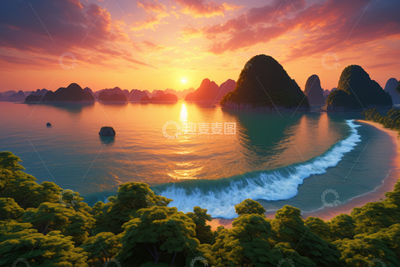 高清大图下载【趣麦麦图】海边日落山水风景
