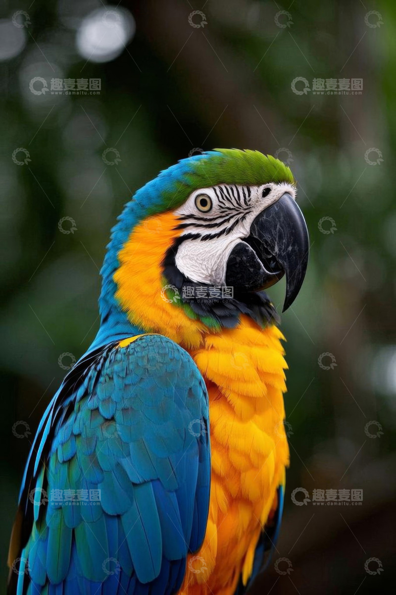 高清大图下载【趣麦麦图】色彩斑斓金刚鹦鹉特写