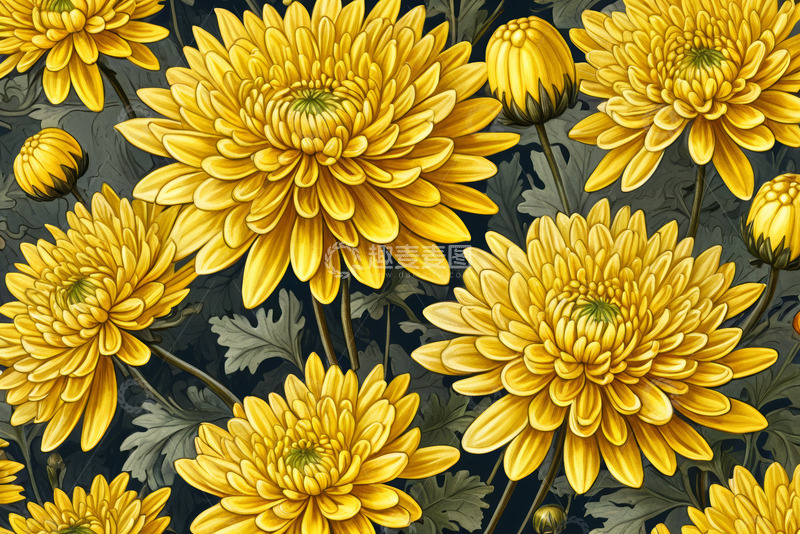 高清大图下载【趣麦麦图】黄色菊花花卉图案素材