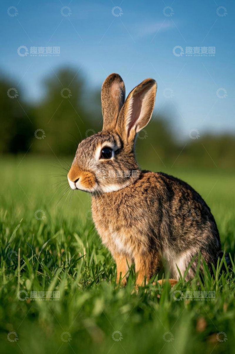 高清大图下载【趣麦麦图】草地上的兔子特写
