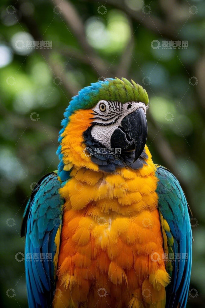 高清大图下载【趣麦麦图】色彩斑斓金刚鹦鹉特写