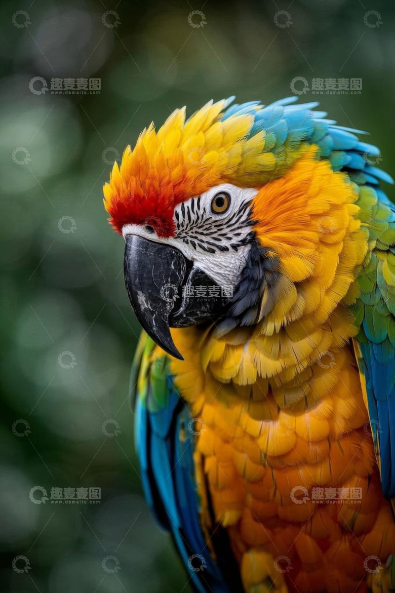 高清大图下载【趣麦麦图】色彩斑斓金刚鹦鹉特写