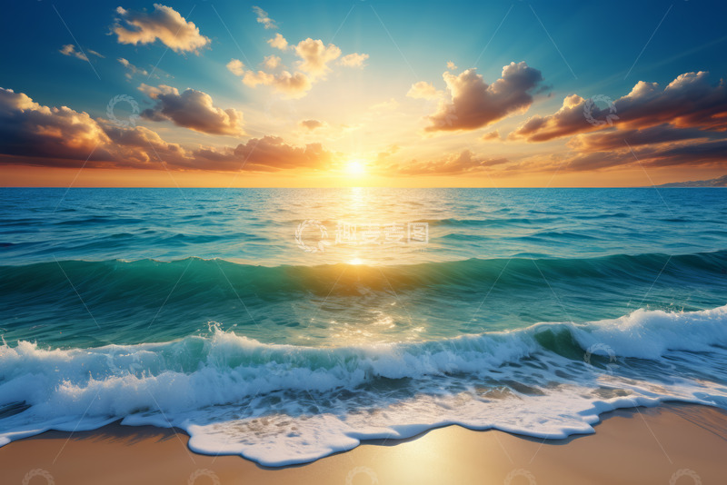 高清大图下载【趣麦麦图】海边日落时分海景画面