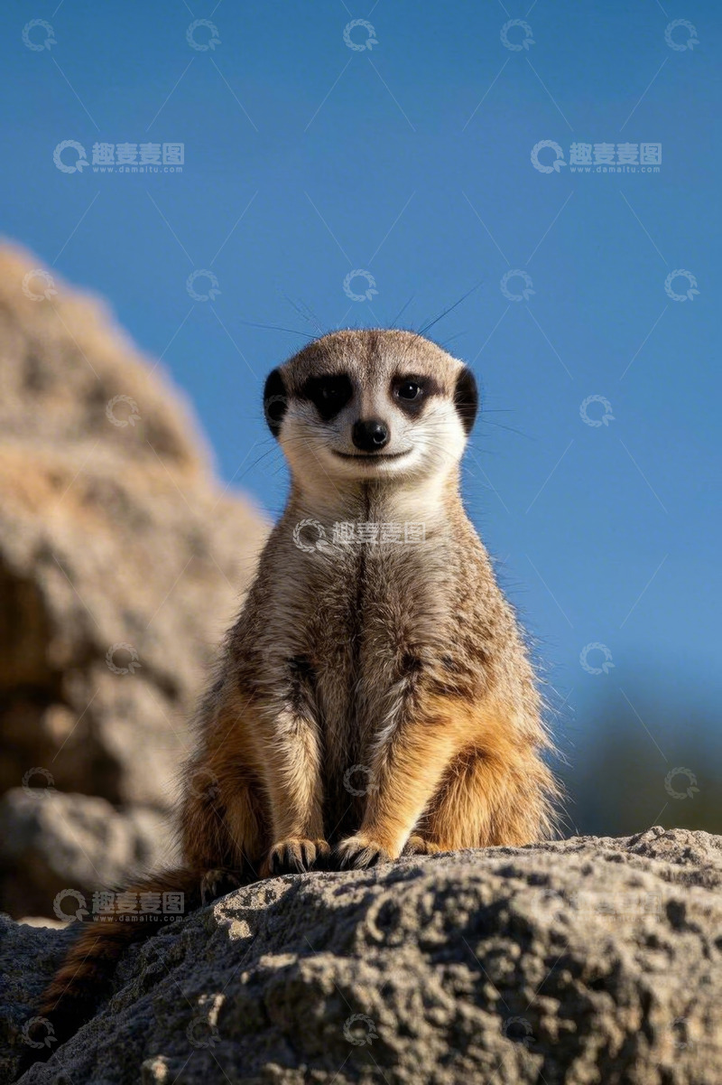 高清大图下载【趣麦麦图】岩石上的猫鼬特写