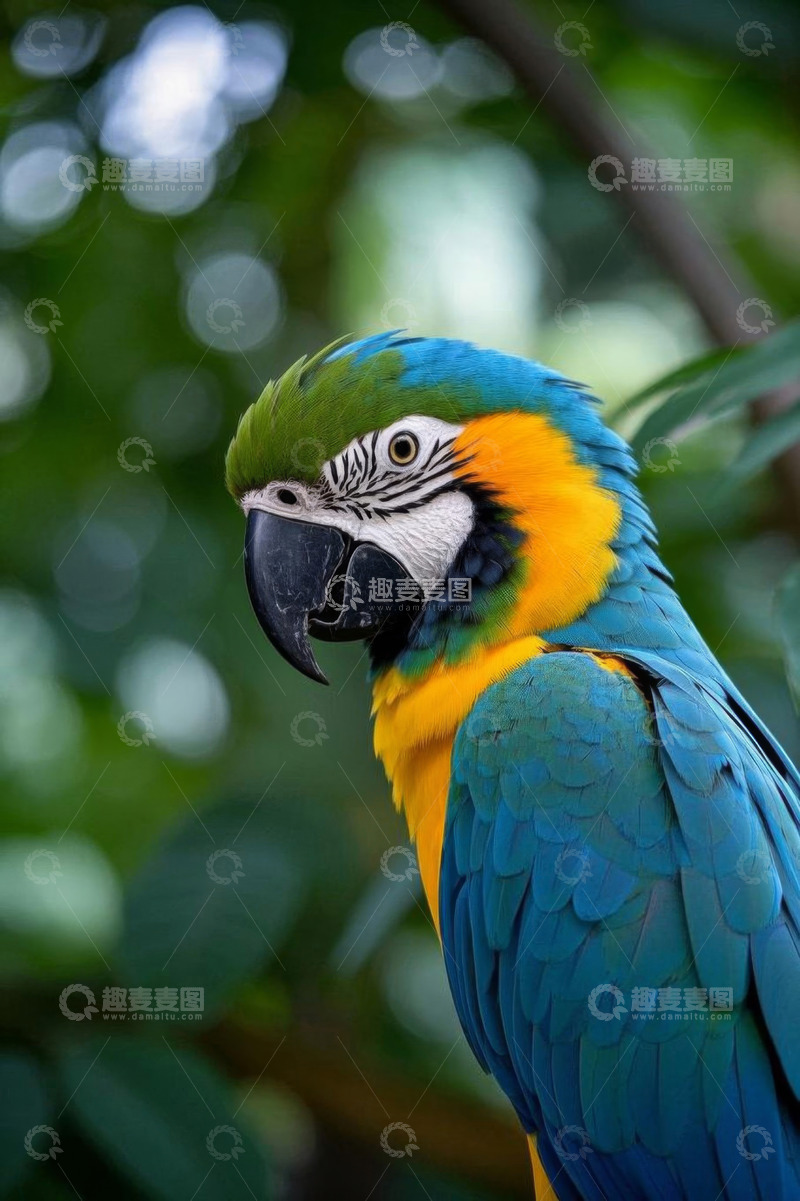 高清大图下载【趣麦麦图】色彩斑斓金刚鹦鹉特写