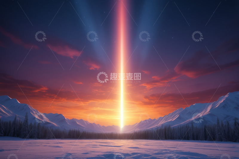 高清大图下载【趣麦麦图】雪山雪地日出壮丽景观