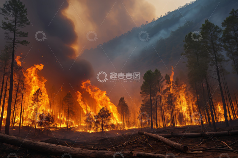 高清大图下载【趣麦麦图】森林野火熊熊燃烧景象