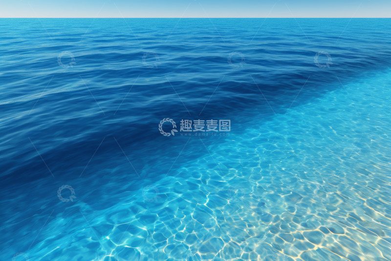 高清大图下载【趣麦麦图】蓝色清澈海洋水面景象