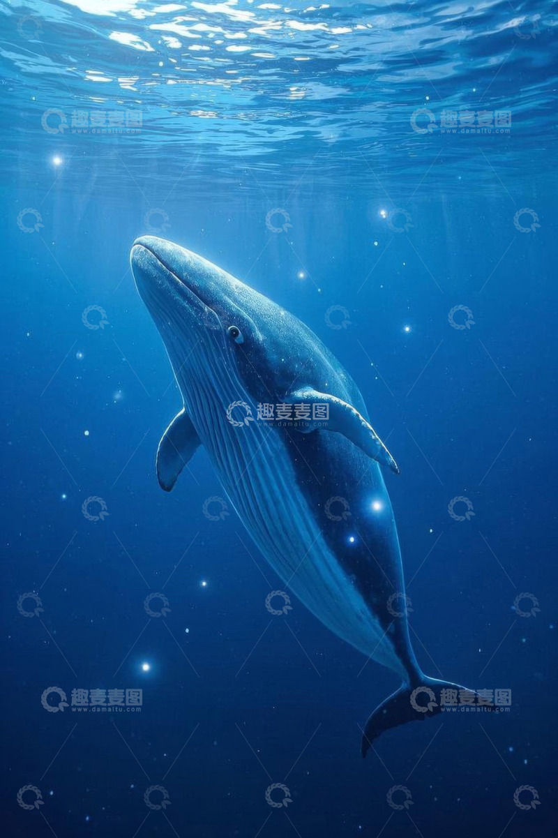高清大图下载【趣麦麦图】海洋中遨游的座头鲸