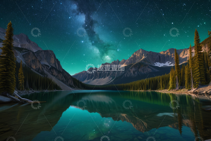 高清大图下载【趣麦麦图】星空下的山水湖泊美景