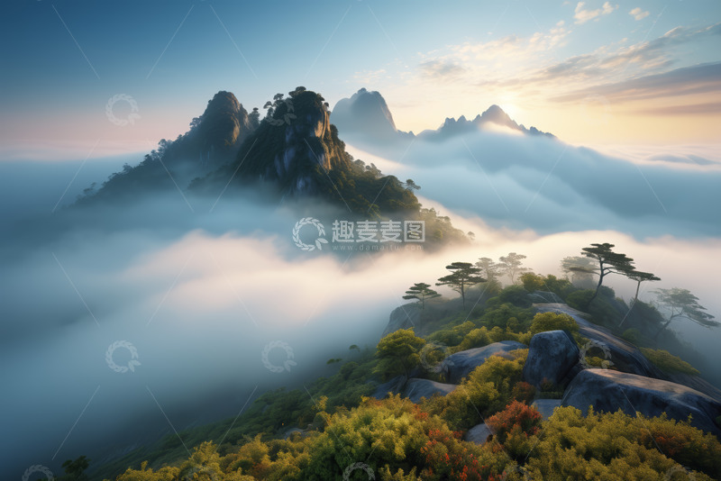 高清大图下载【趣麦麦图】山间云海日出自然风光