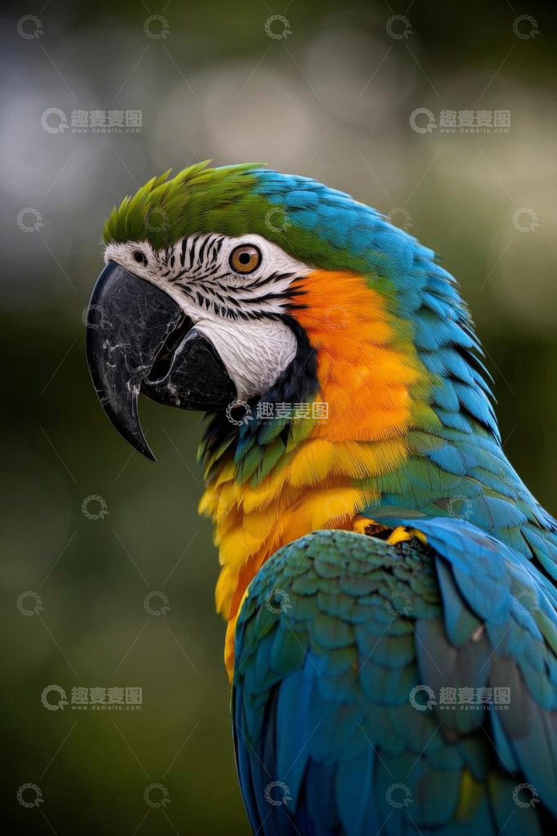 高清大图下载【趣麦麦图】色彩斑斓金刚鹦鹉特写