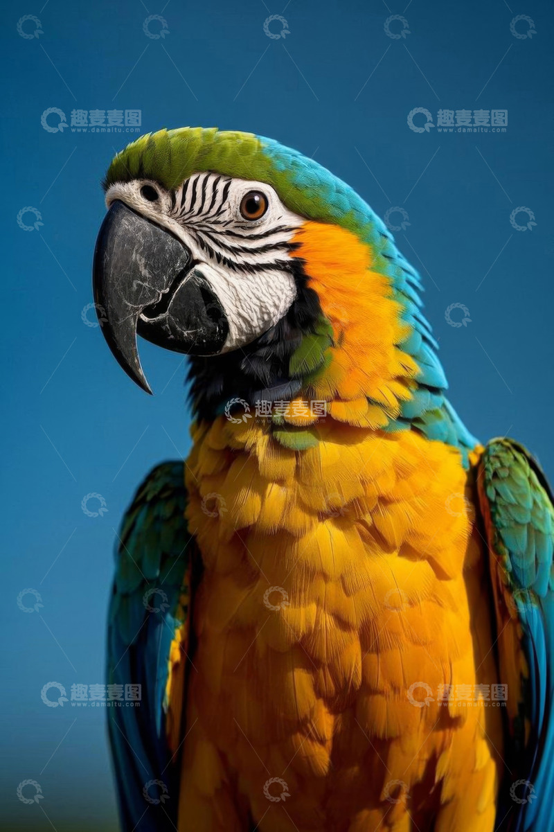高清大图下载【趣麦麦图】色彩斑斓鹦鹉特写