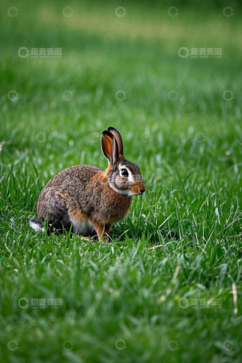 高清大图下载【趣麦麦图】草地上的野兔特写