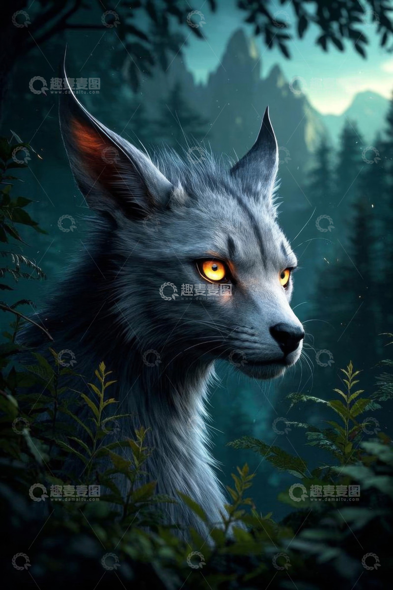 高清大图下载【趣麦麦图】森林中狼的特写