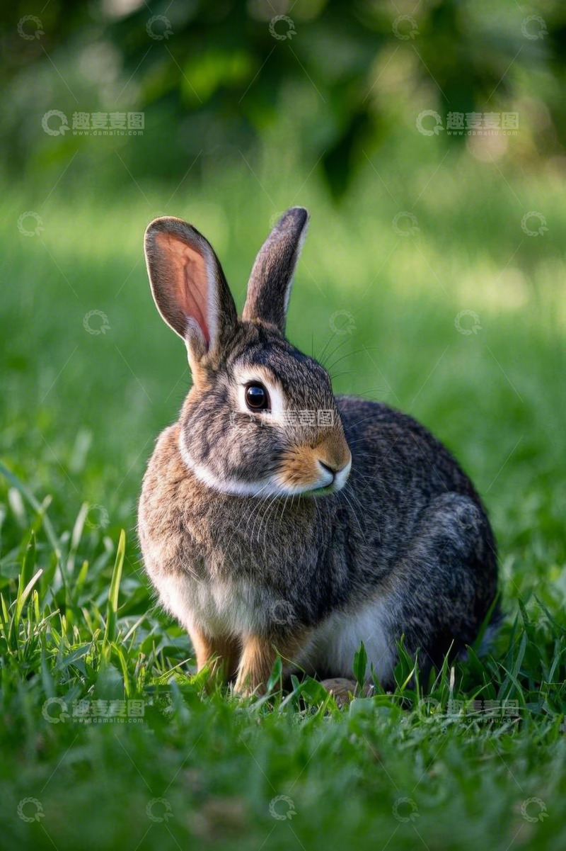 高清大图下载【趣麦麦图】草地上的兔子特写