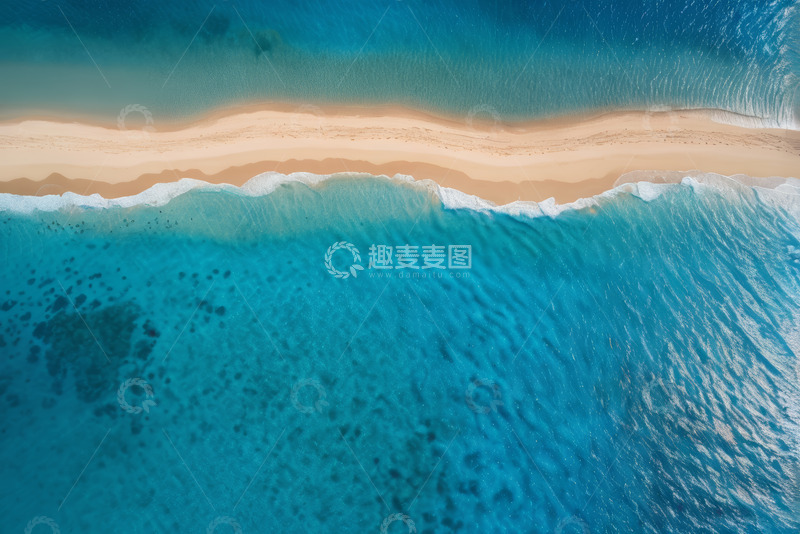 高清大图下载【趣麦麦图】俯拍海洋与沙滩景象