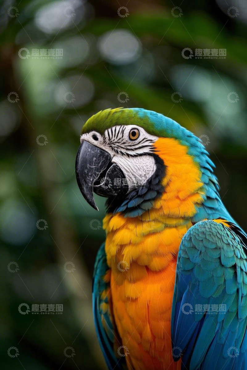 高清大图下载【趣麦麦图】多彩金刚鹦鹉特写