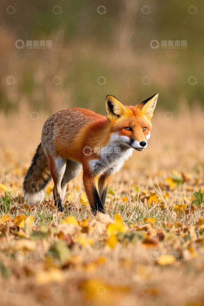 高清大图下载【趣麦麦图】野外站立的红狐狸