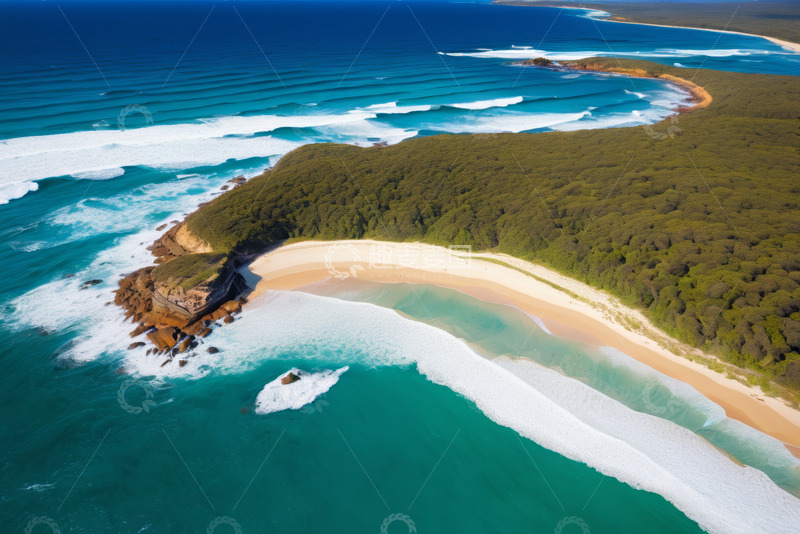 高清大图下载【趣麦麦图】海岸沙滩与海洋鸟瞰全景