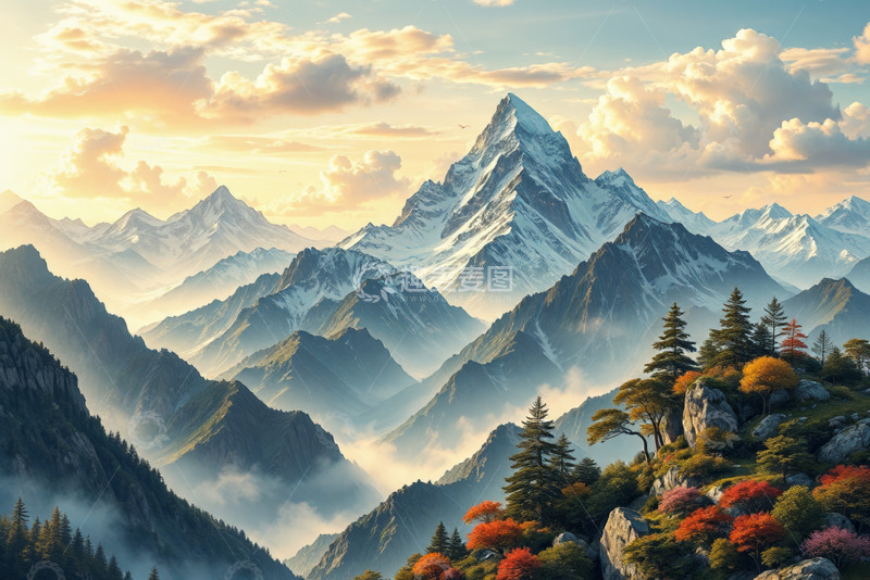 高清大图下载【趣麦麦图】雪山自然风光全景