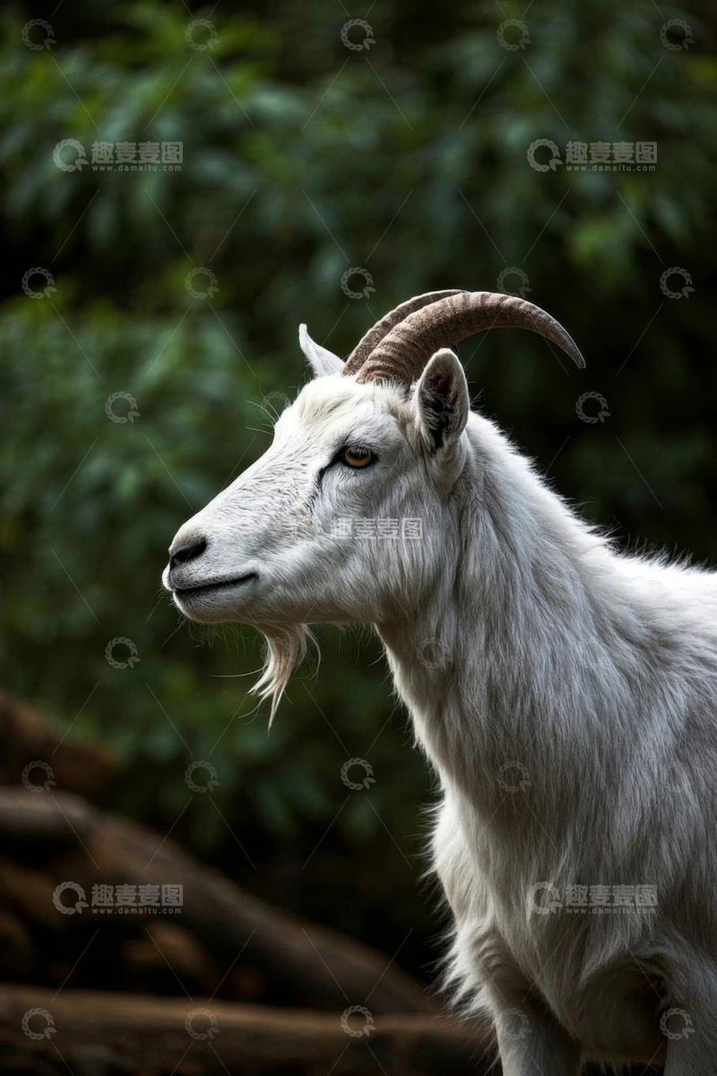 高清大图下载【趣麦麦图】特写白色山羊
