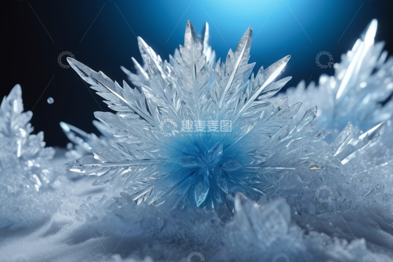 高清大图下载【趣麦麦图】微距雪花特写
