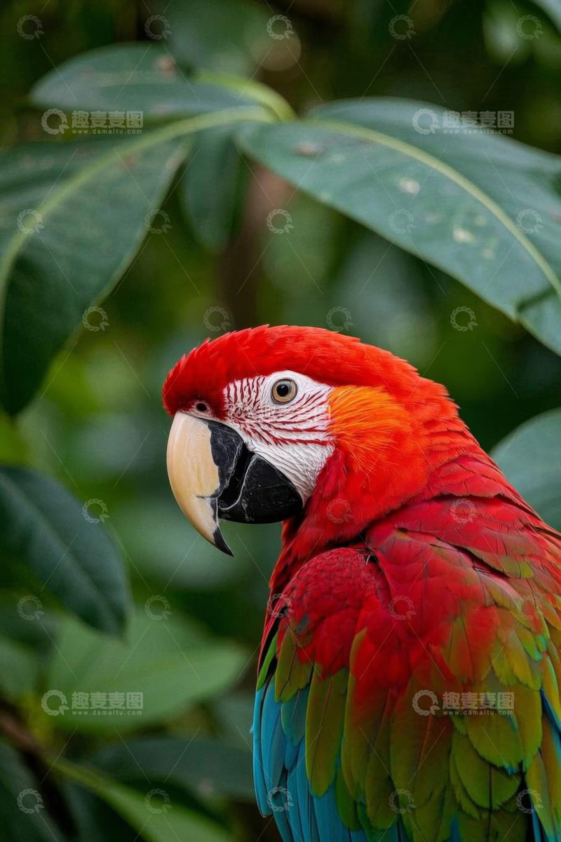 高清大图下载【趣麦麦图】色彩艳丽的金刚鹦鹉特写