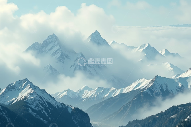 高清大图下载【趣麦麦图】雪山云海自然风光