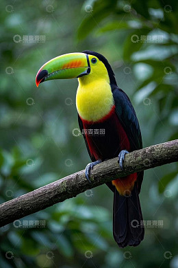 树枝上的彩色巨嘴鸟