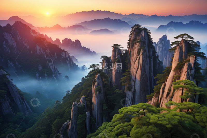 高清大图下载【趣麦麦图】安徽黄山日出自然风光