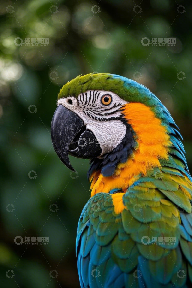 高清大图下载【趣麦麦图】色彩斑斓的金刚鹦鹉特写