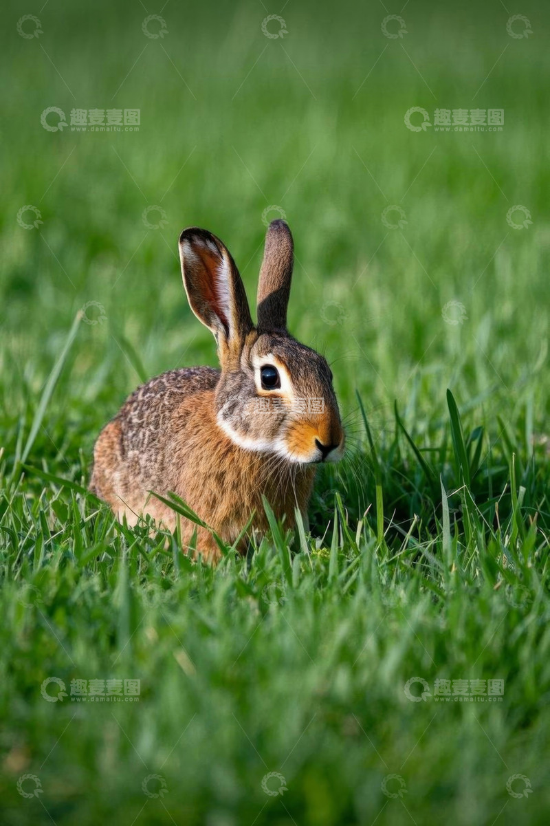 高清大图下载【趣麦麦图】草地上的野兔特写