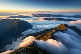 山峦云海日出自然风光
