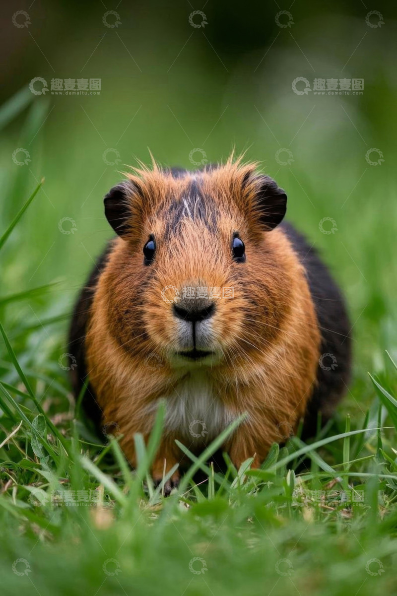 高清大图下载【趣麦麦图】草地上的豚鼠特写