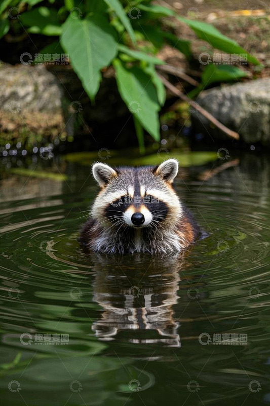 水中浣熊特写