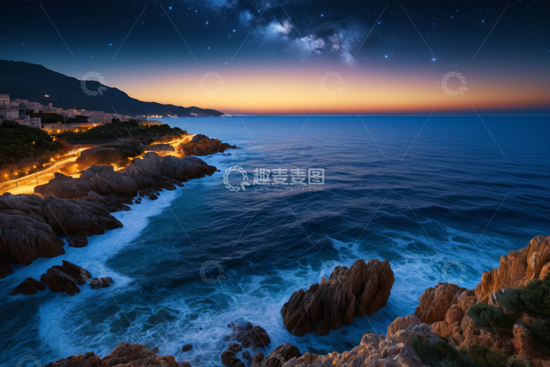 高清大图下载【趣麦麦图】海岸星空夜景