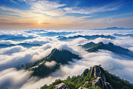 山峦云海日出全景