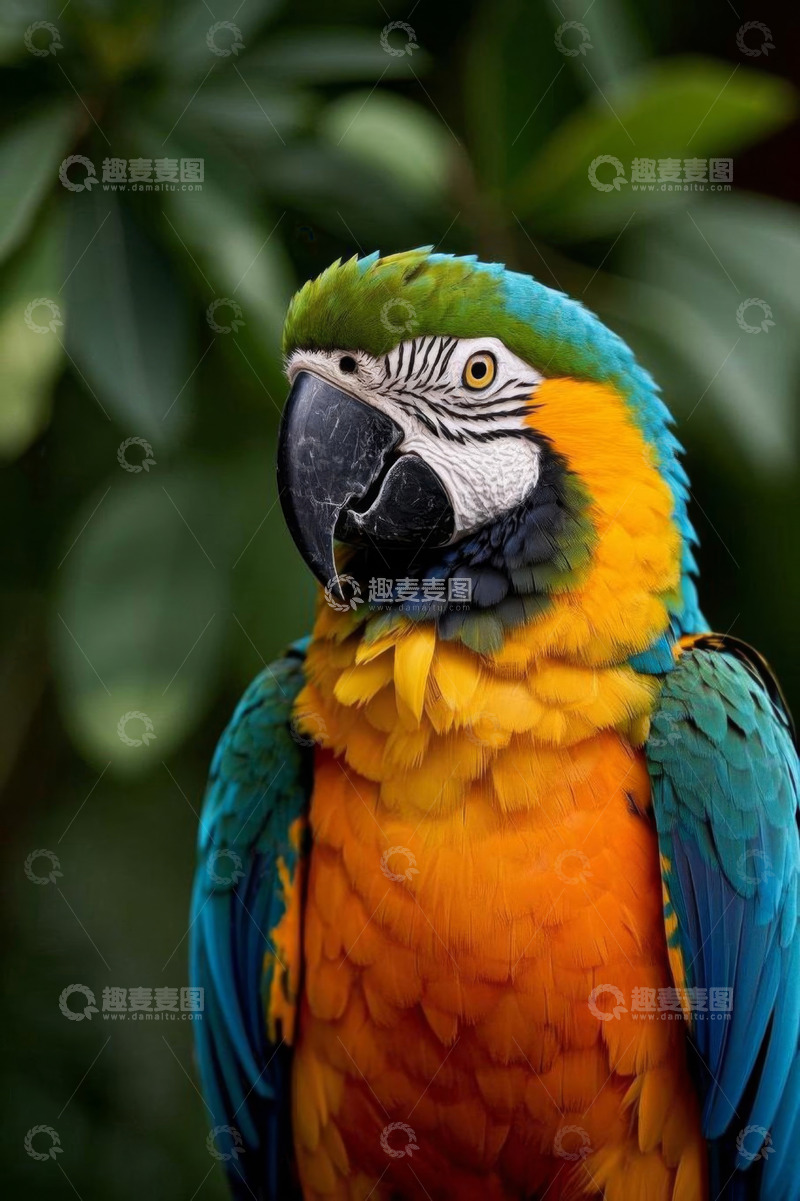 高清大图下载【趣麦麦图】色彩斑斓金刚鹦鹉特写