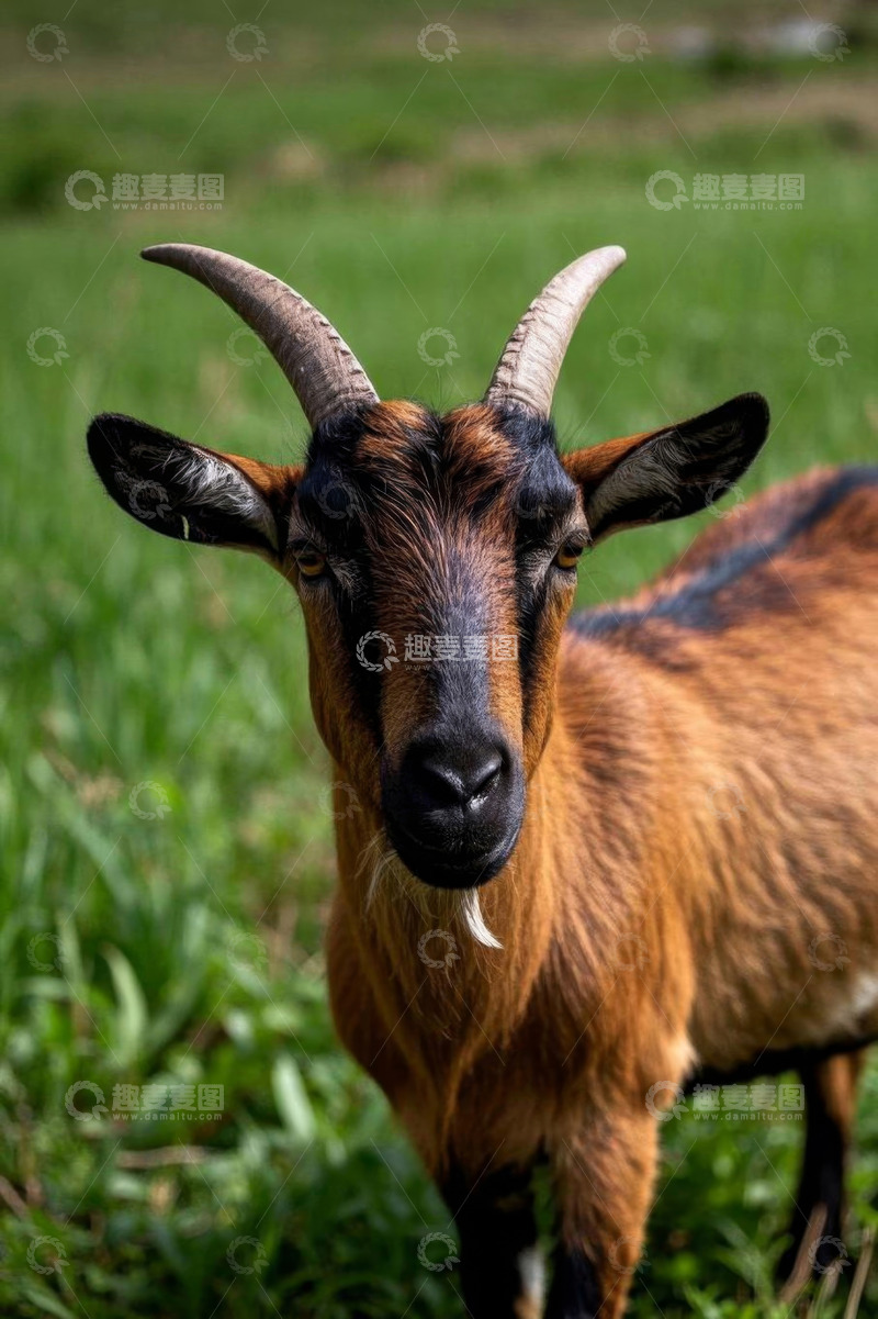 高清大图下载【趣麦麦图】草地上的山羊特写