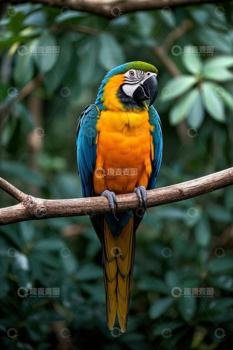 高清大图下载【趣麦麦图】树枝上的多彩金刚鹦鹉