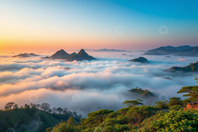 高清大图下载【趣麦麦图】山间云海日出自然景观