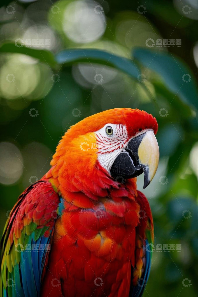 高清大图下载【趣麦麦图】色彩艳丽金刚鹦鹉特写