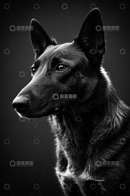黑犬侧头特写素材