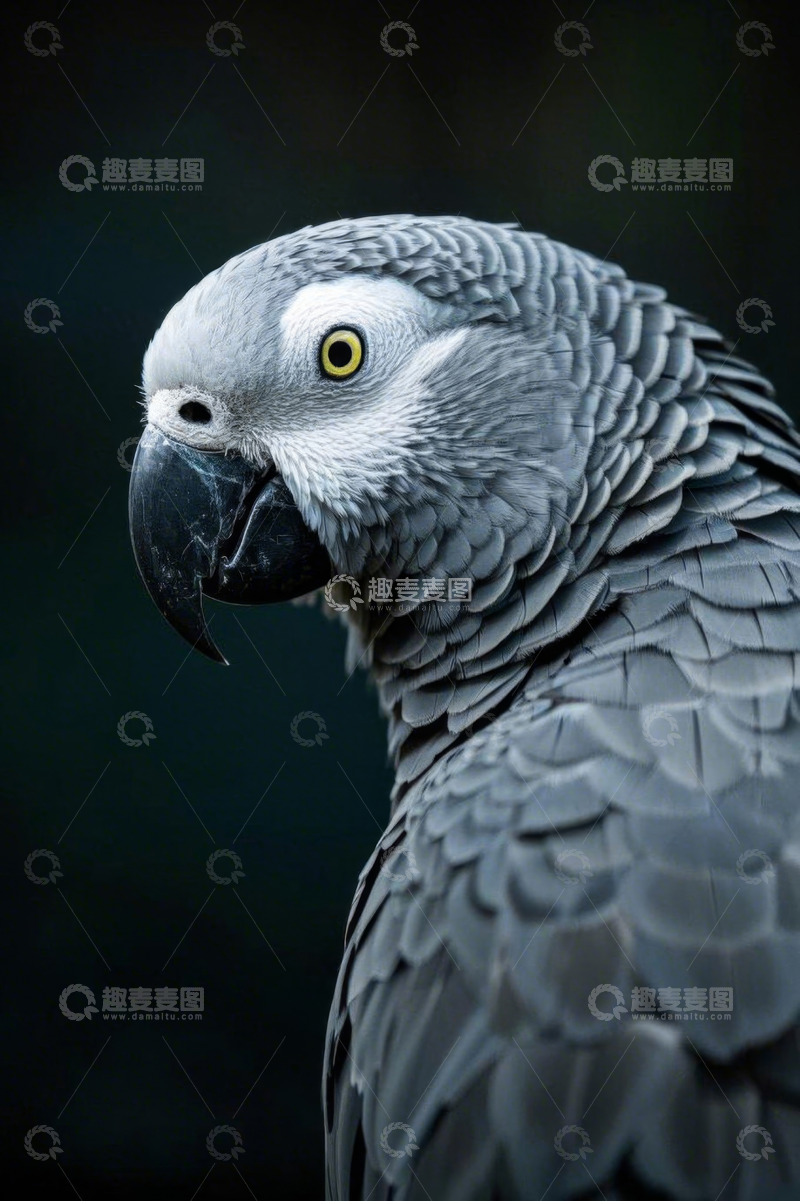 高清大图下载【趣麦麦图】灰色鹦鹉特写