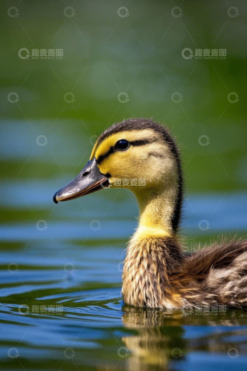 高清大图下载【趣麦麦图】小鸭子水中游特写