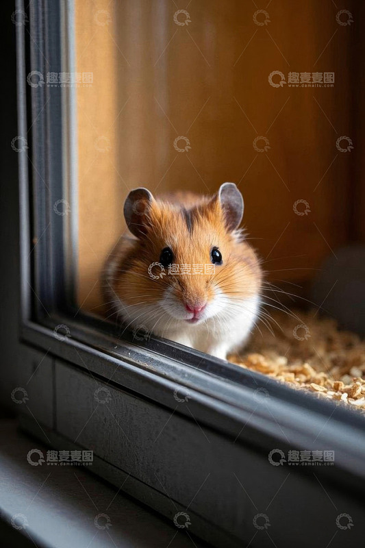 窗边可爱仓鼠特写