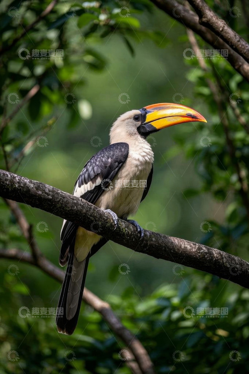 高清大图下载【趣麦麦图】枝头巨嘴鸟特写