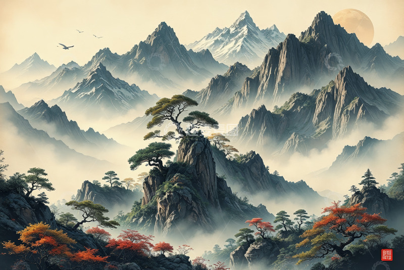 高清大图下载【趣麦麦图】中式山水风景图